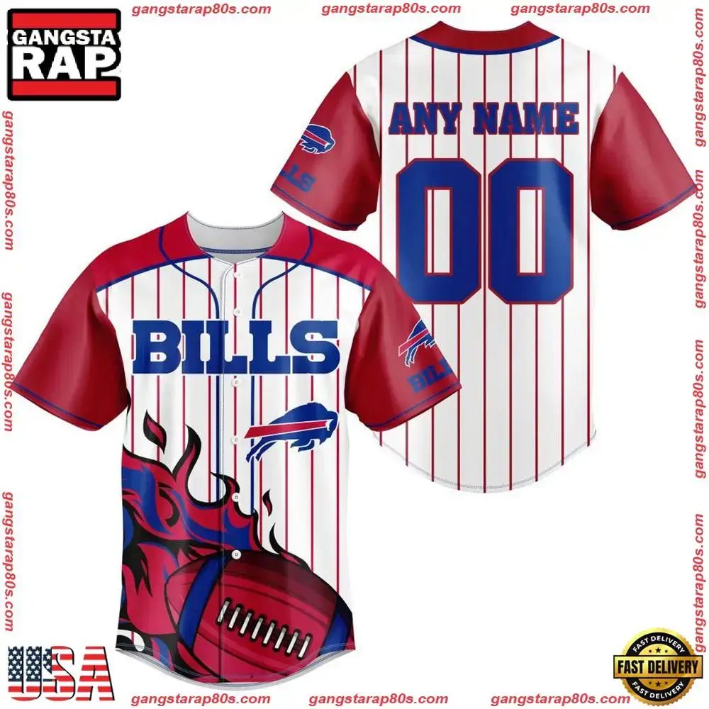 NFL Custom Name Number Buffalo Bills Baseball Jersey Shirt Image
