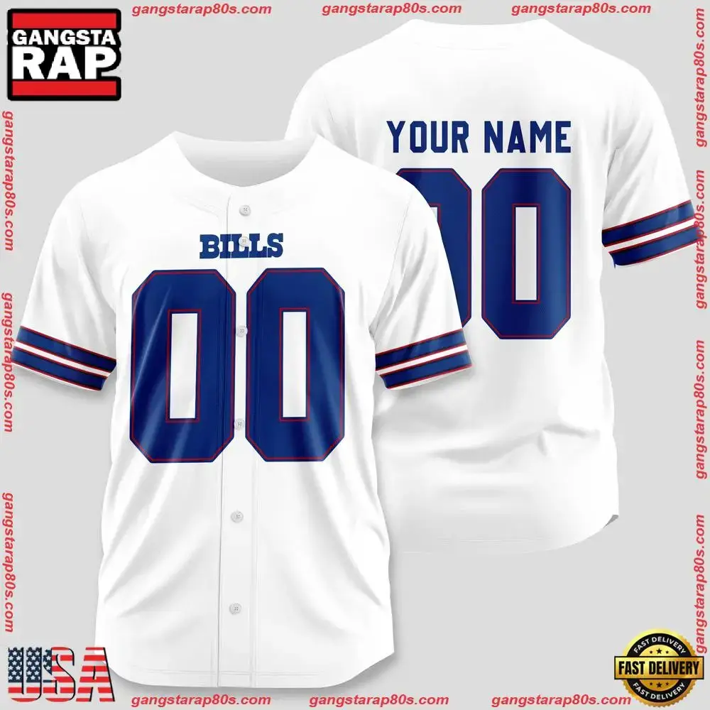 NFL Custom Name Number Buffalo Bills Team Baseball Jersey Shirts Image