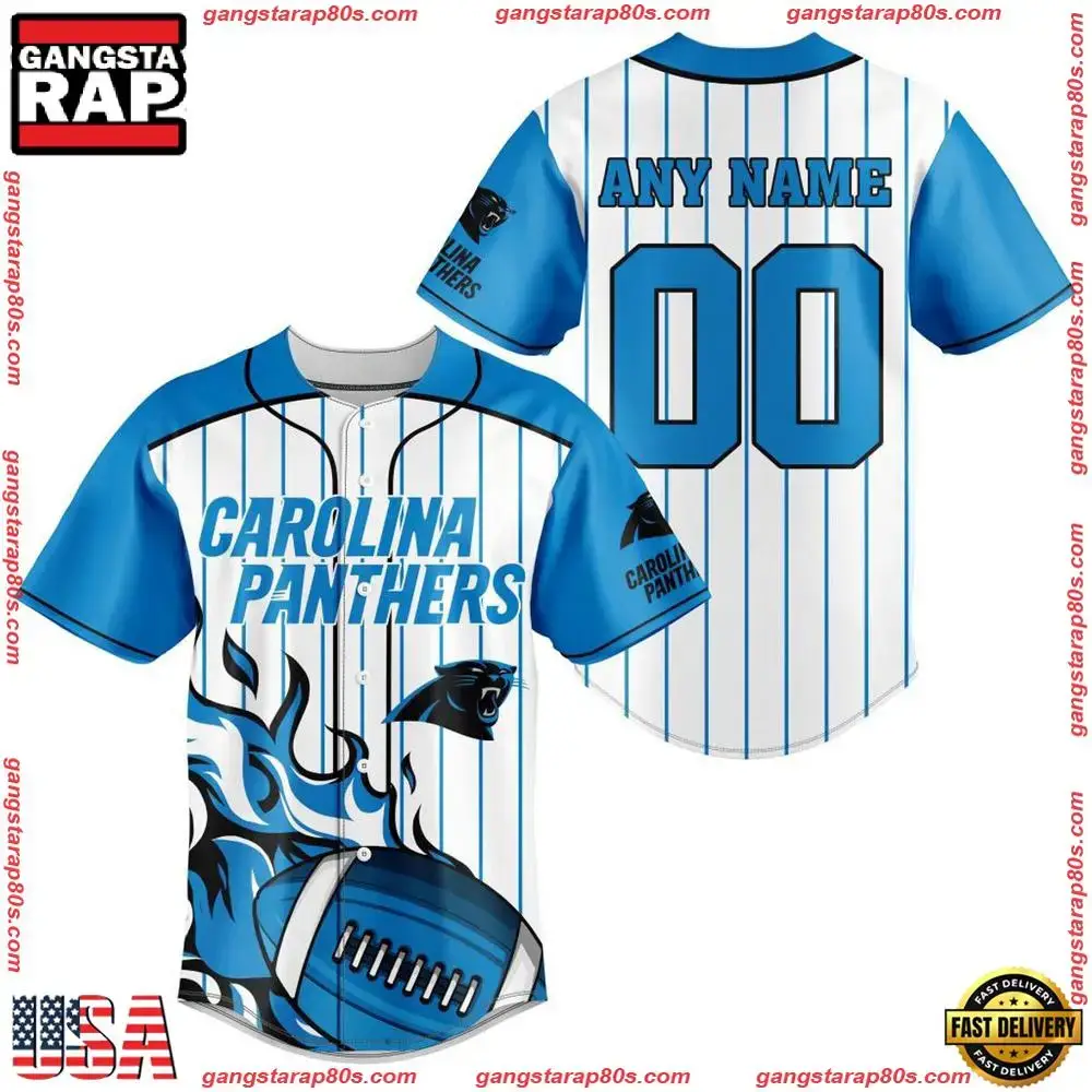 NFL Custom Name Number Carolina Panthers Baseball Jersey Shirt Image