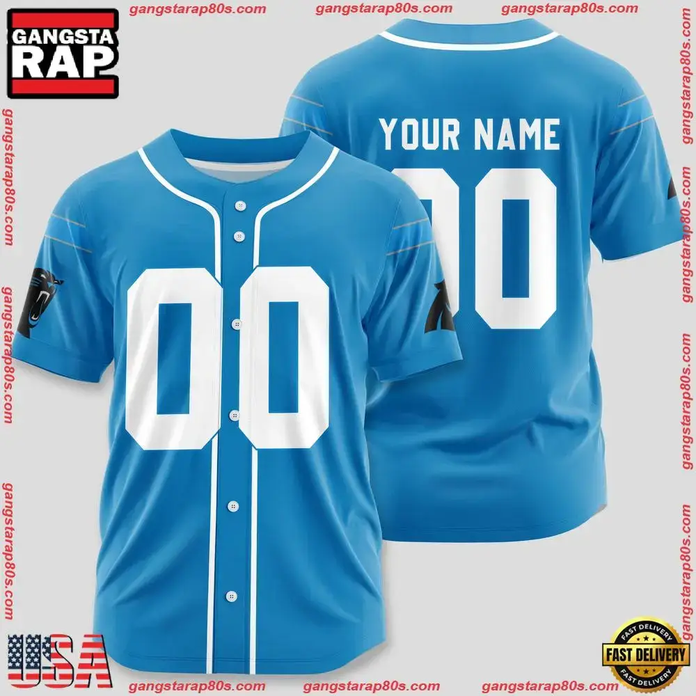 NFL Custom Name Number Carolina Panthers Team Baseball Jersey Shirt Image