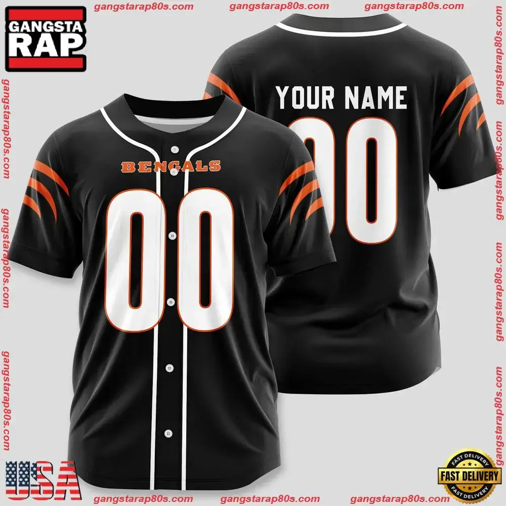 NFL Custom Name Number Cincinnati Bengals Designs Baseball Jersey Shirt Image