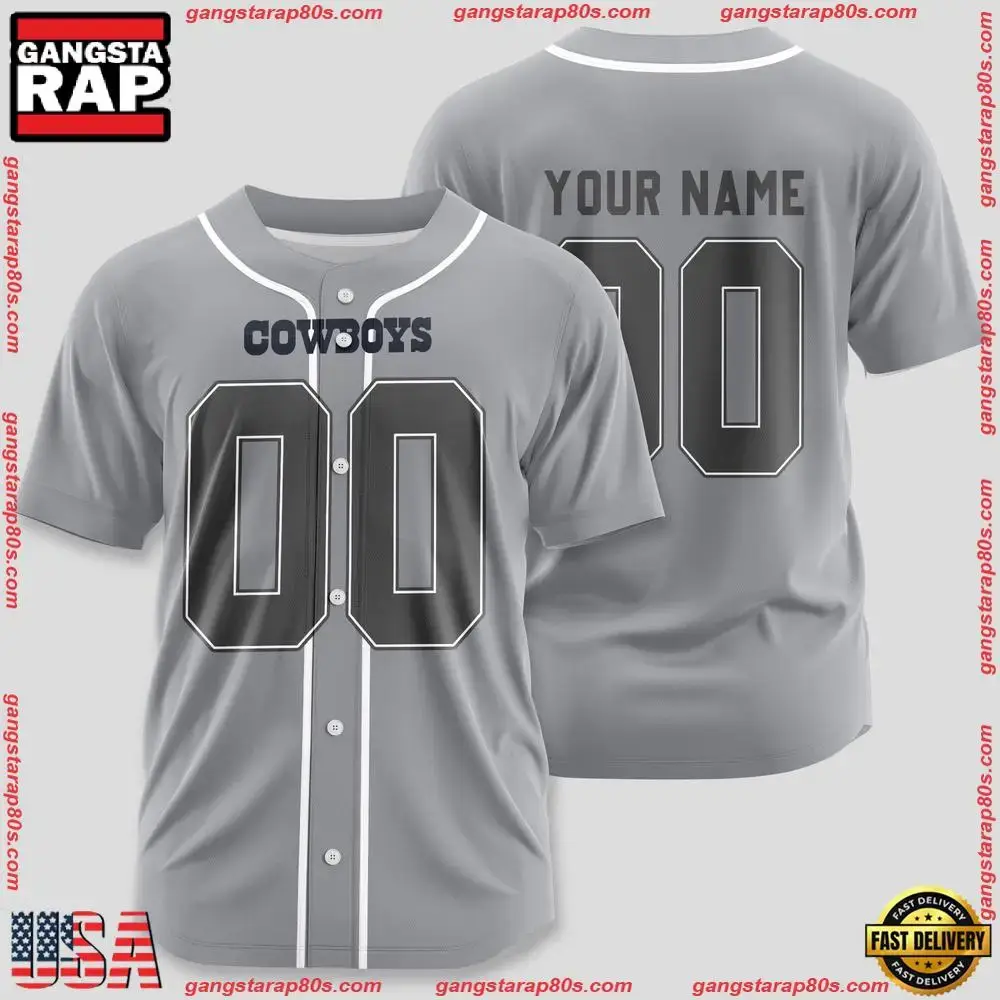 NFL Custom Name Number Dallas Cowboys Design Baseball Jersey Shirt Image