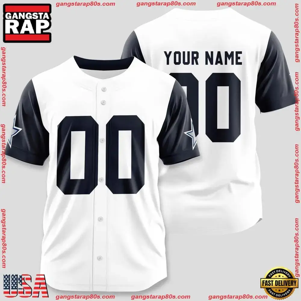 NFL Custom Name Number Dallas Cowboys Design Baseball Jersey Shirts Image
