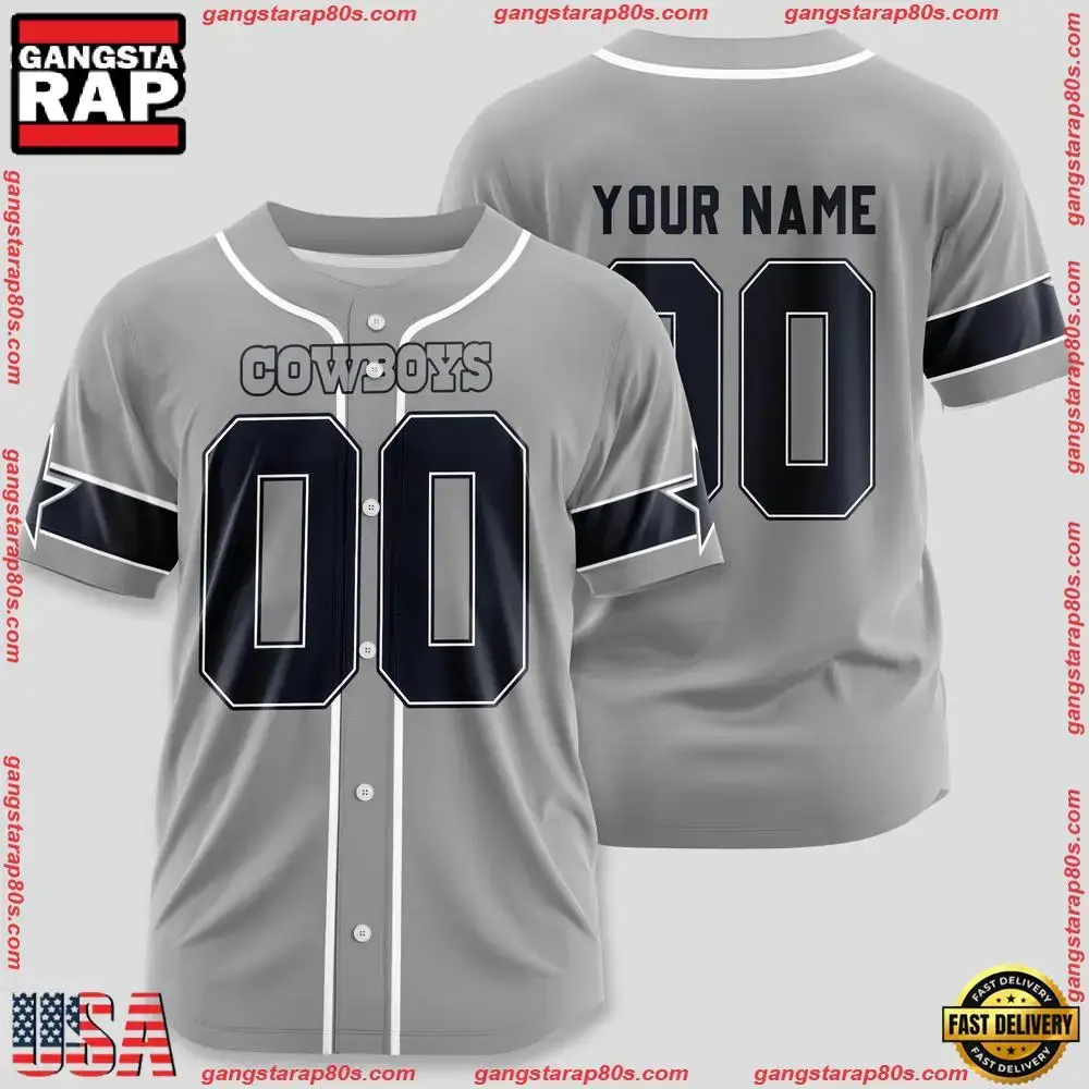 NFL Custom Name Number Dallas Cowboys Team Baseball Jersey Shirt Image