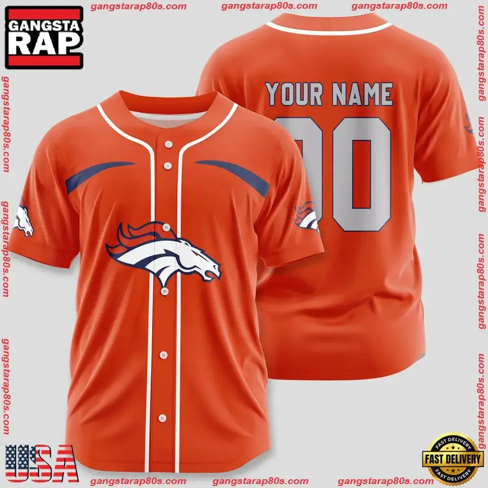 NFL Custom Name Number Denver Broncos Sport Baseball Jersey Shirt Image