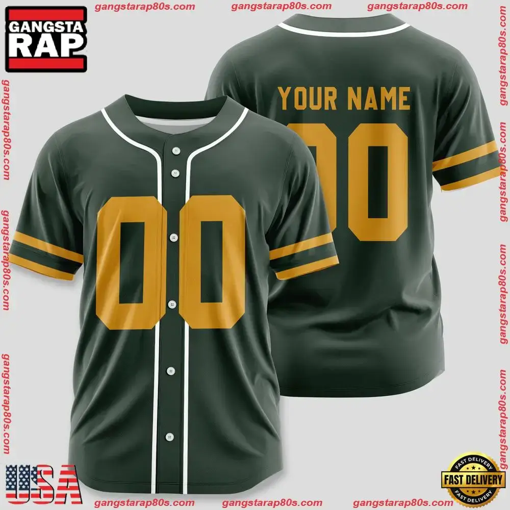 NFL Custom Name Number Green Bay Packers Design Baseball Jersey Shirt Image