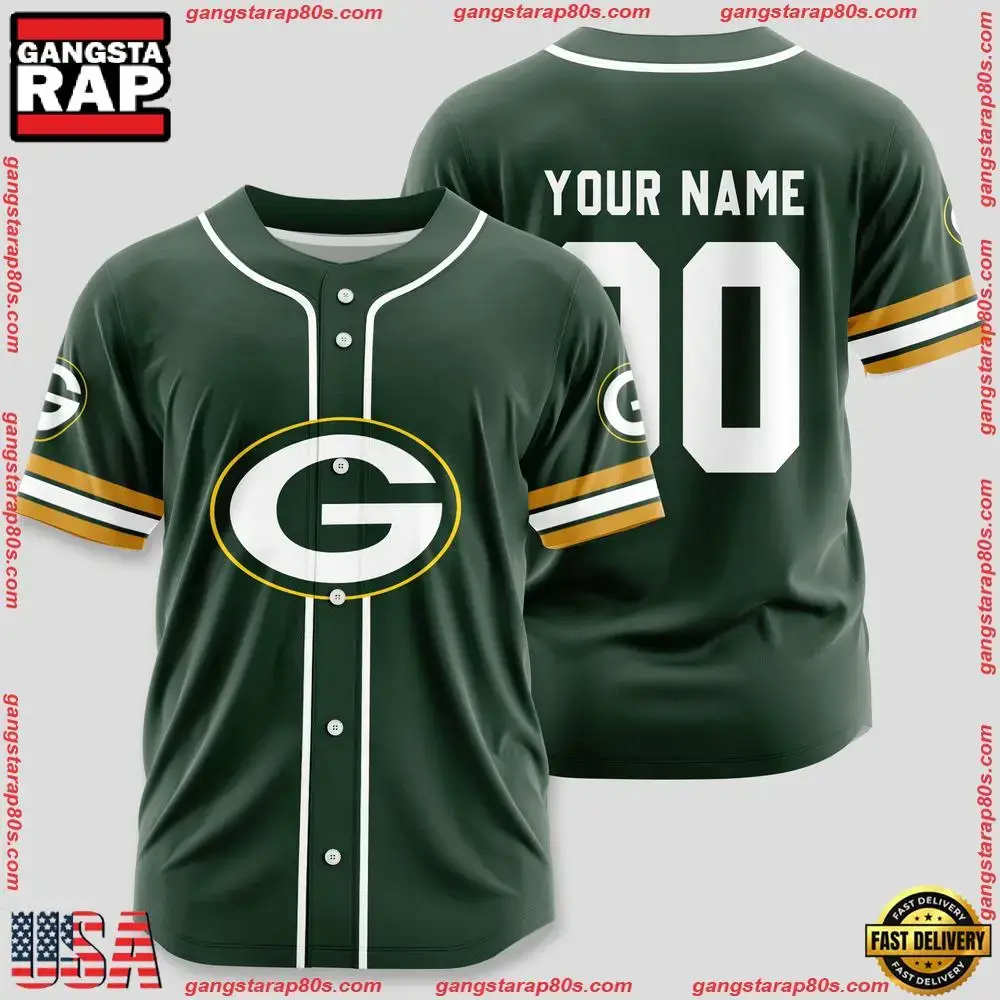 NFL Custom Name Number Green Bay Packers Sport Baseball Jersey Shirt Image