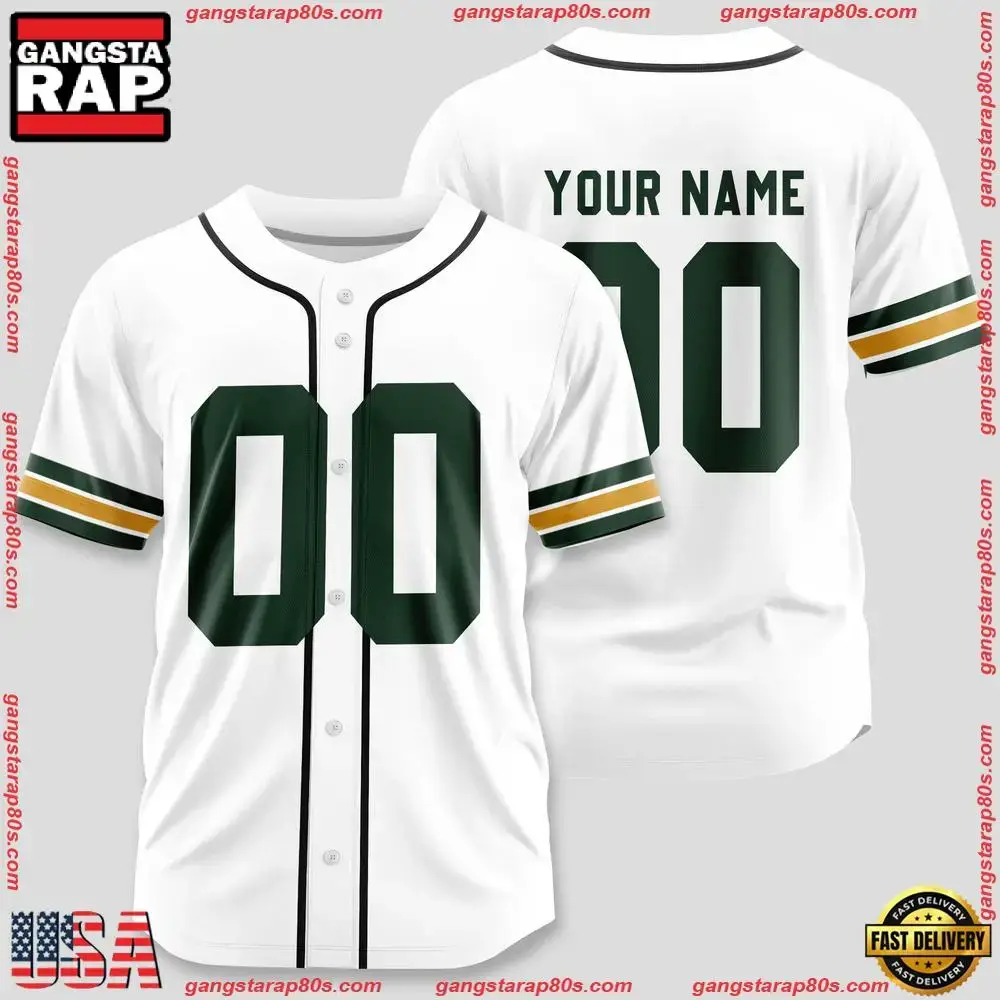 NFL Custom Name Number Green Bay Packers Team Baseball Jersey Shirt Image