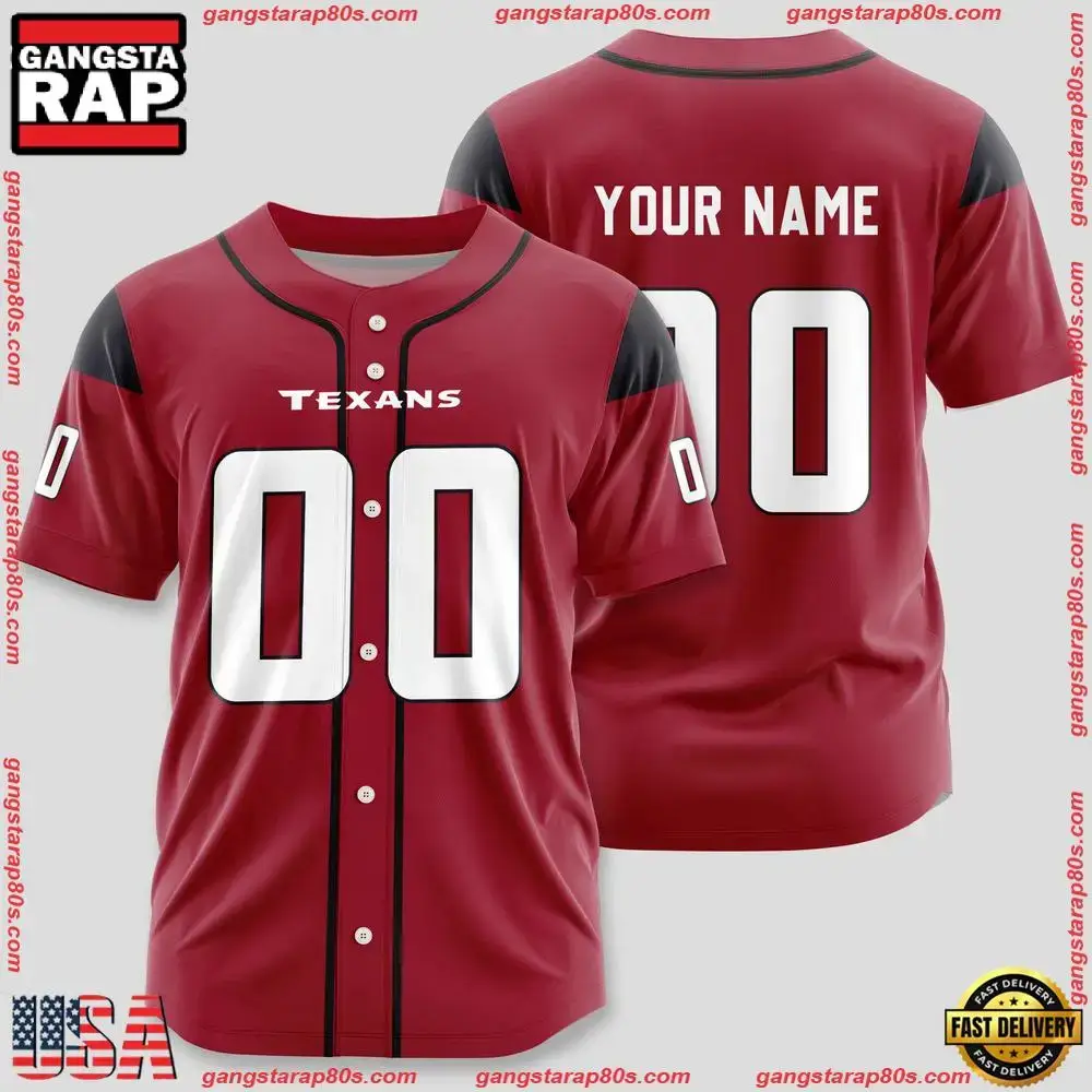 NFL Custom Name Number Houston Texans Designs Baseball Jersey Shirt Image