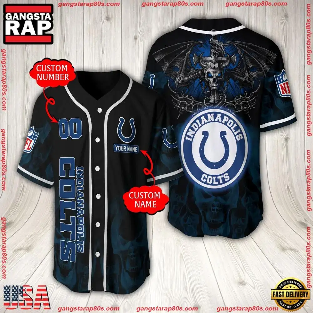 NFL Custom Name Number Indianapolis Colts Baseball Jersey Image