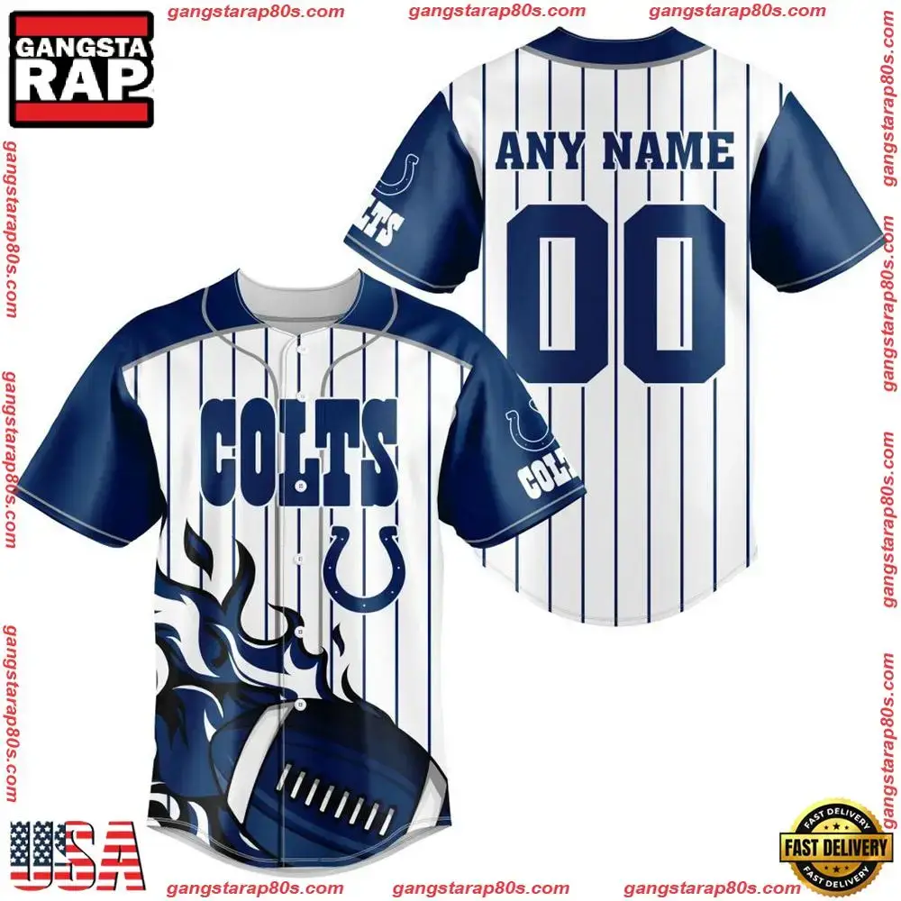 NFL Custom Name Number Indianapolis Colts Baseball Jersey Shirt Image