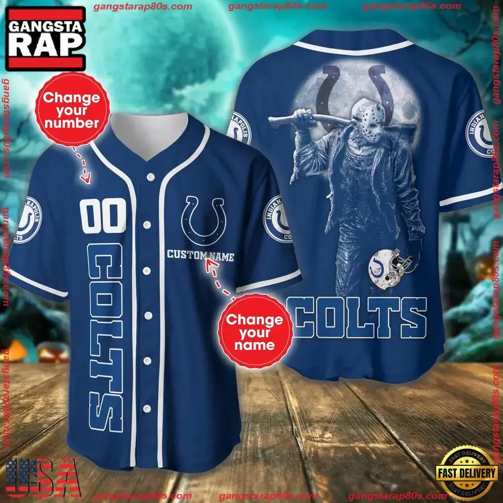 NFL Custom Name Number Indianapolis Colts Horror 3D New Design Baseball Jersey Shirt Image