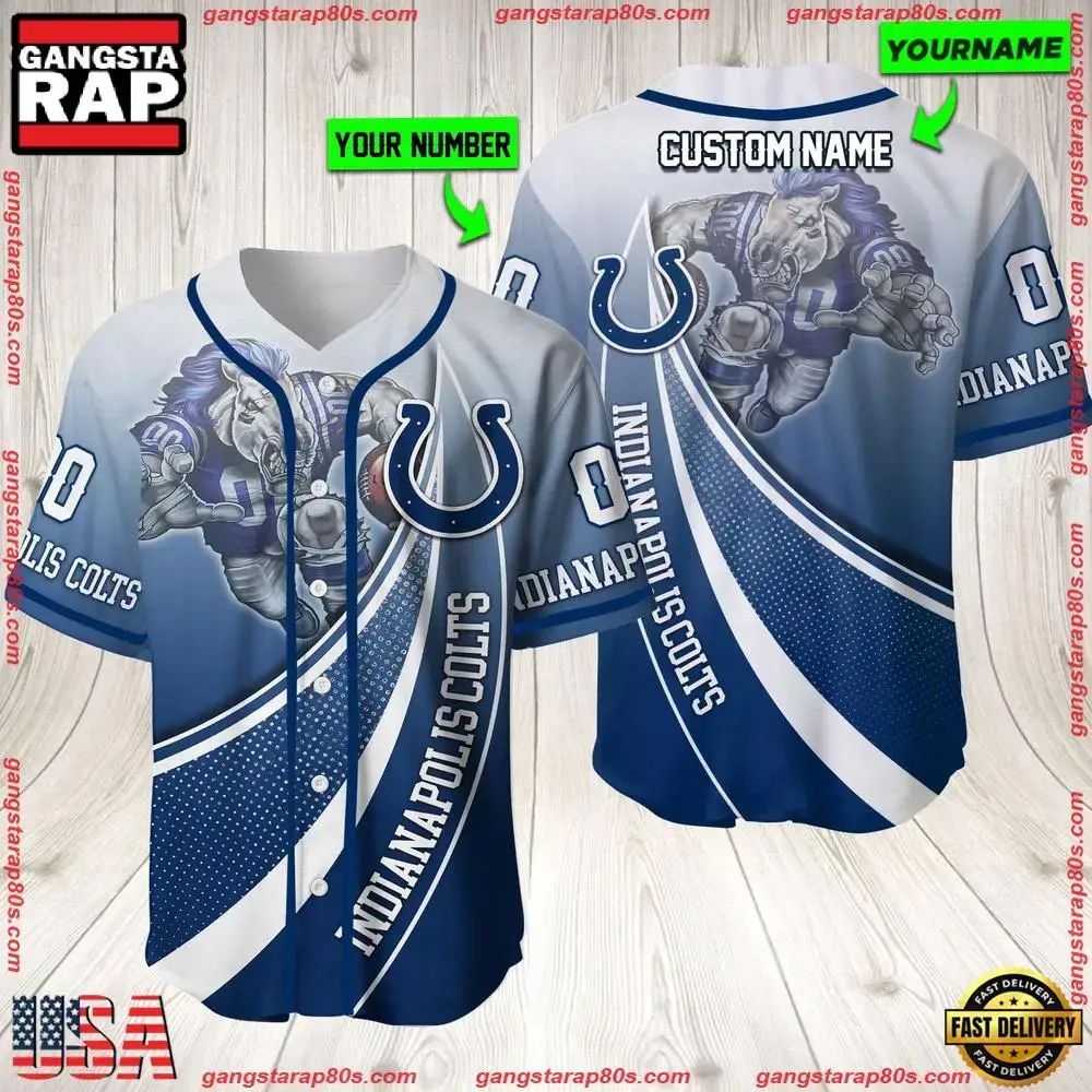 NFL Custom Name Number Indianapolis Colts Mascot Football New Design Baseball Jersey Shirt Image