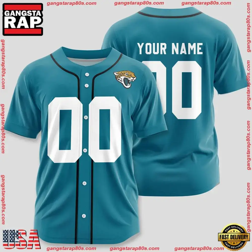 NFL Custom Name Number Jacksonville Jaguars Design Baseball Jersey Shirt Image