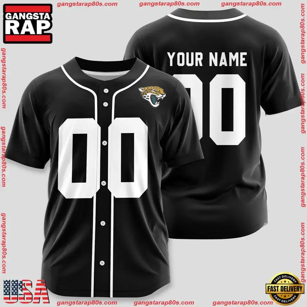 NFL Custom Name Number Jacksonville Jaguars Team Baseball Jersey Shirt Image