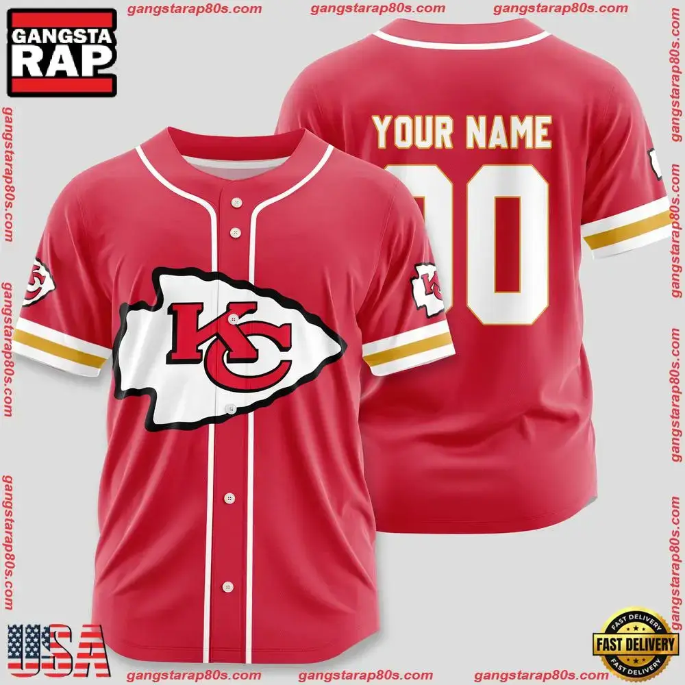 NFL Custom Name Number Kansas City Chiefs Sport Baseball Jersey Shirt Image