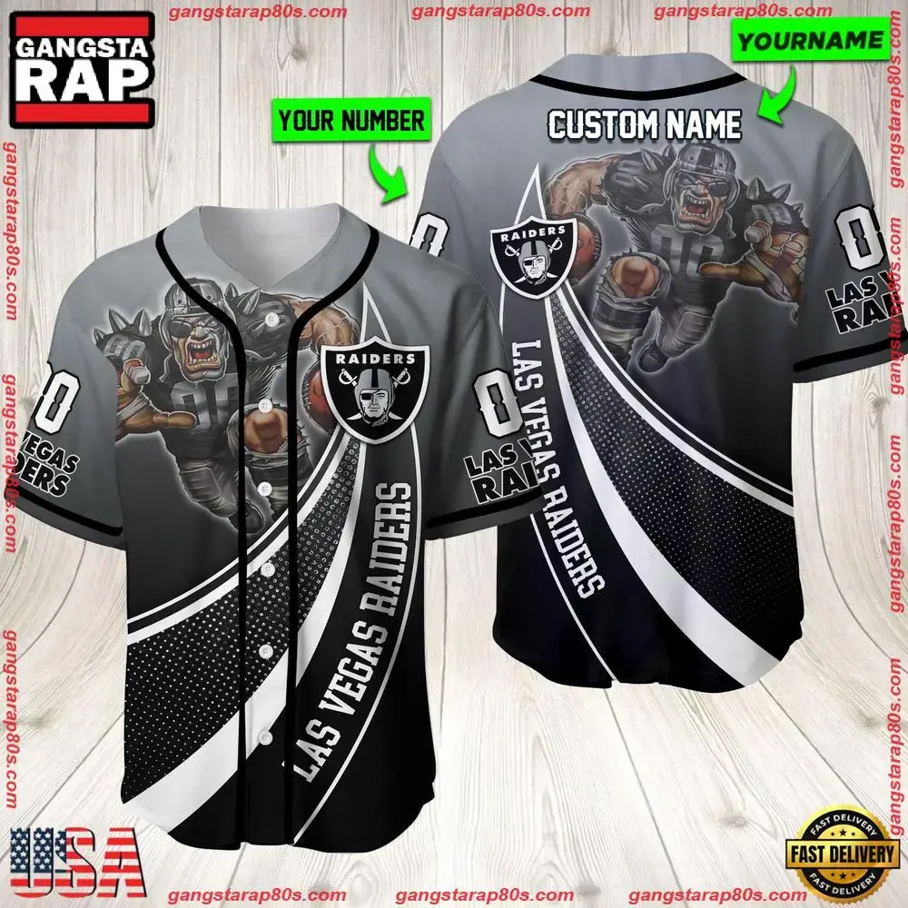 NFL Custom Name Number Las Vegas Raiders Mascot Football Baseball Jersey Shirt Image