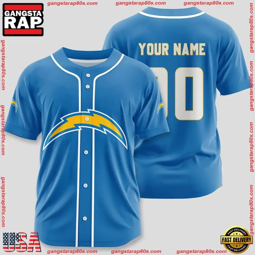 NFL Custom Name Number Los Angeles Chargers Sport Baseball Jersey Shirt Image