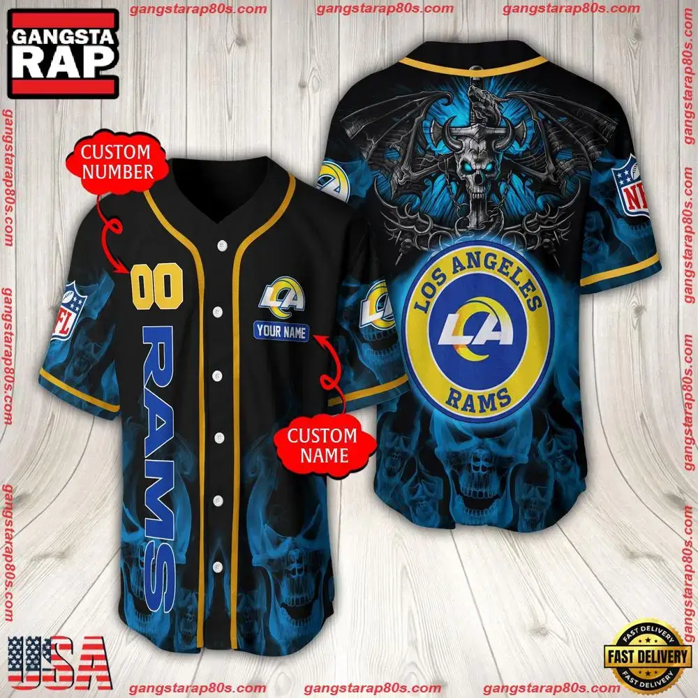 NFL Custom Name Number Los Angeles Rams Baseball Jersey Image