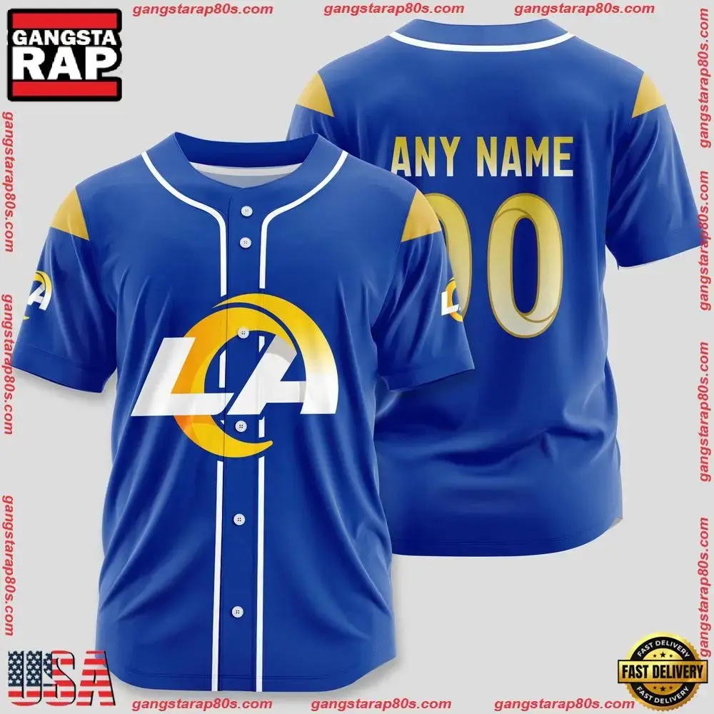 NFL Custom Name Number Los Angeles Rams Sport Baseball Jersey Shirt Image