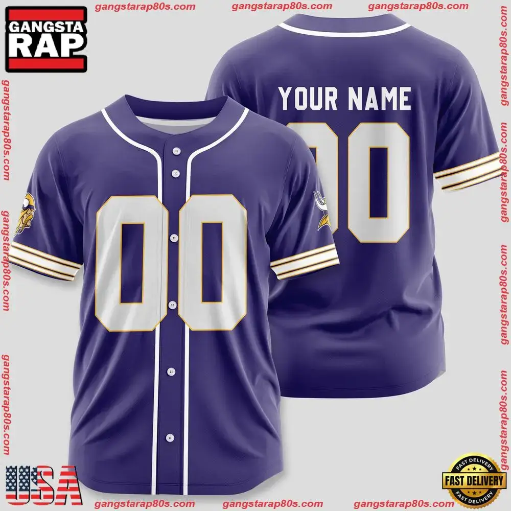 NFL Custom Name Number Minnesota Vikings Designs Baseball Jersey Shirt Image