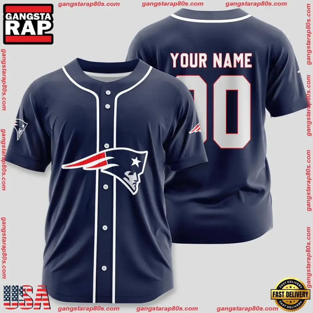 NFL Custom Name Number New England Patriots Sport Baseball Jersey Shirt Image