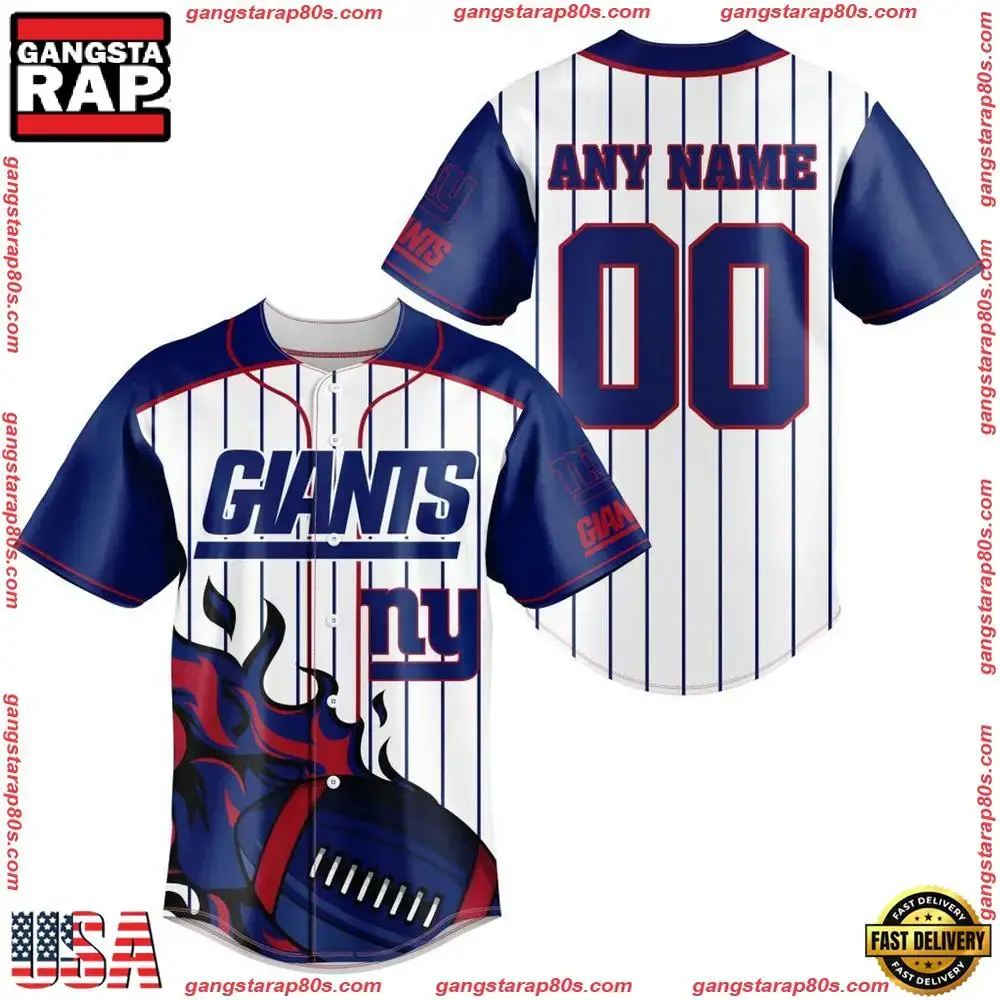 NFL Custom Name Number New York Giants Baseball Jersey Shirt Image
