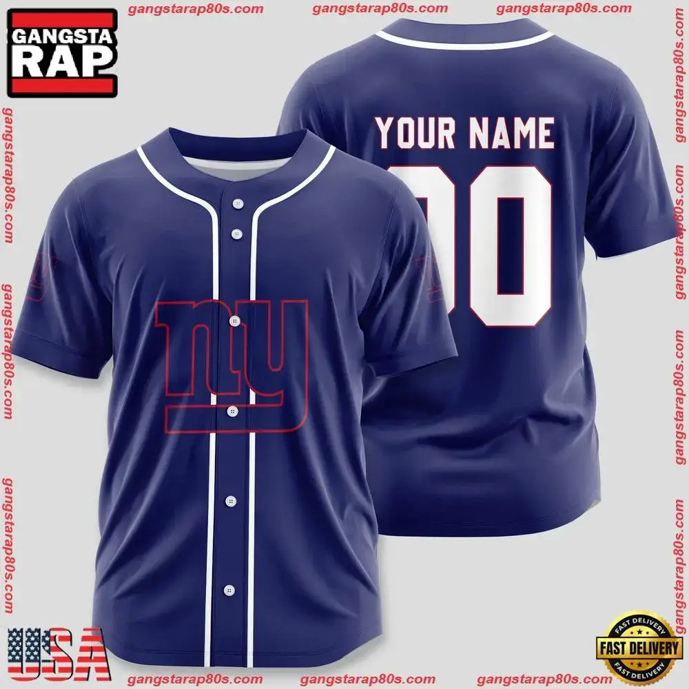 NFL Custom Name Number New York Giants Team Baseball Jersey Shirt Image