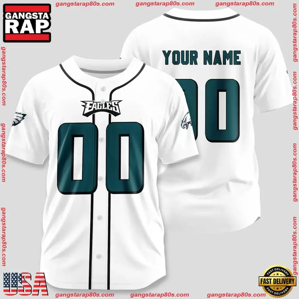 NFL Custom Name Number Philadelphia Eagles Design Baseball Jersey Shirts Image