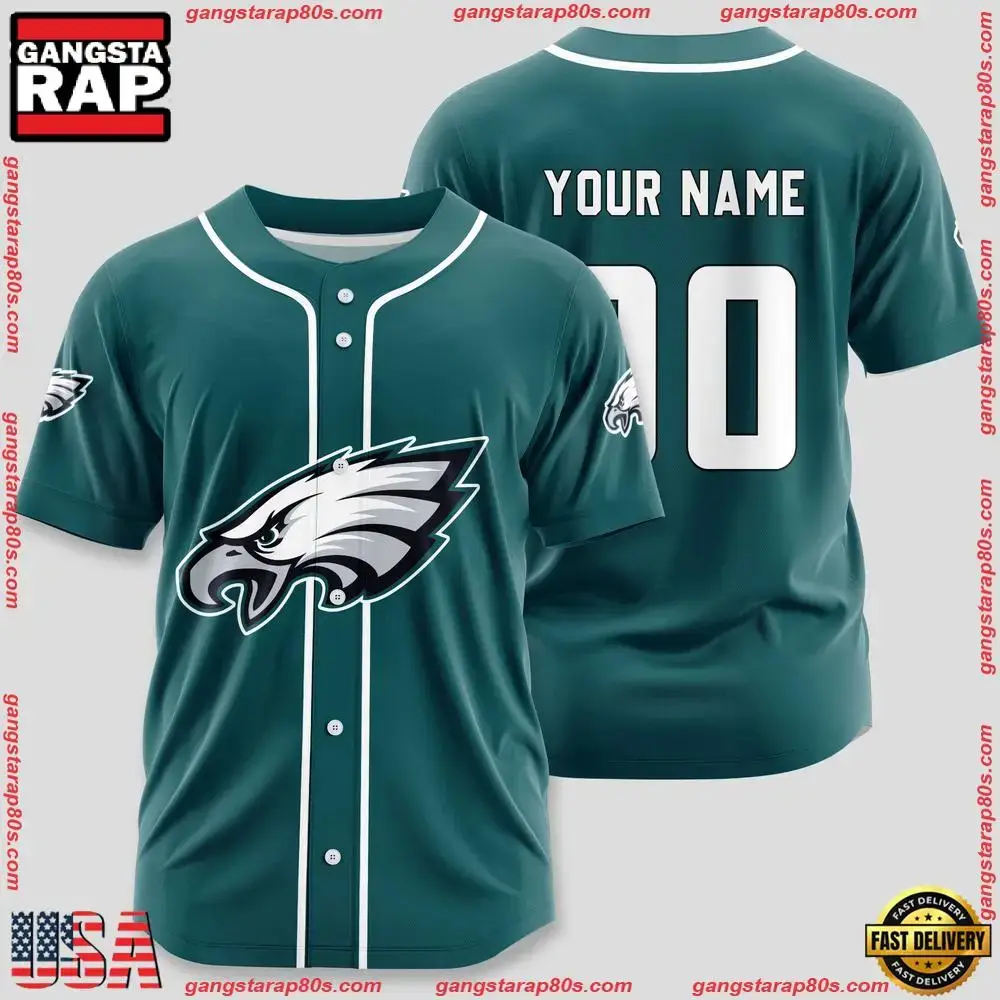 NFL Custom Name Number Philadelphia Eagles Sport Baseball Jersey Shirt Image