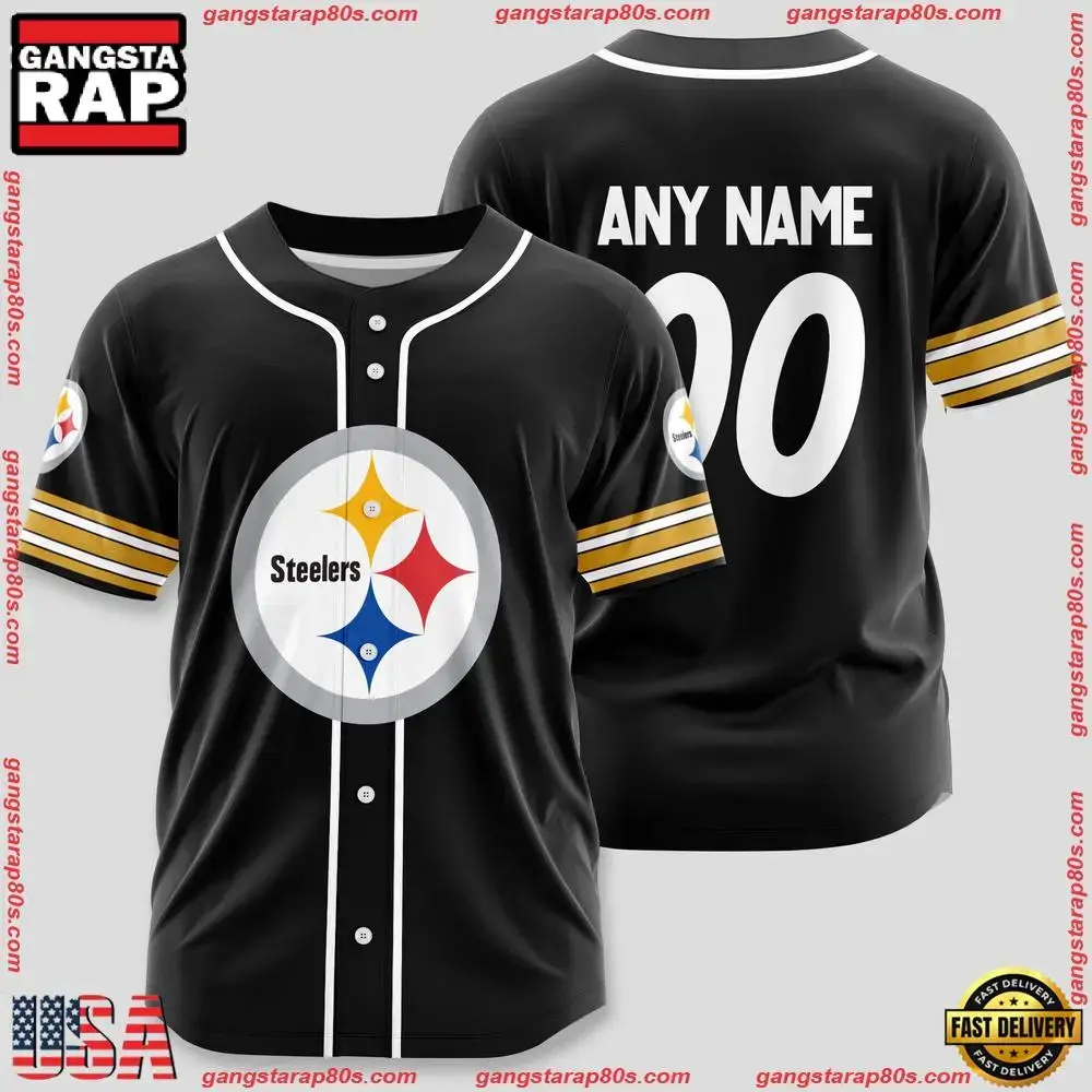 NFL Custom Name Number Pittsburgh Steelers Sport Baseball Jersey Shirt Image