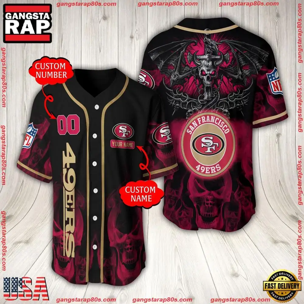 NFL Custom Name Number San Francisco 49ers Baseball Jersey Image