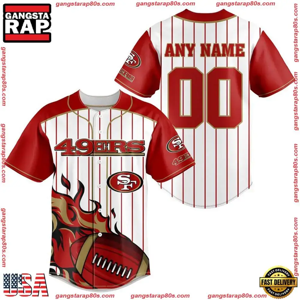 NFL Custom Name Number San Francisco 49ers Baseball Jersey Shirt Image