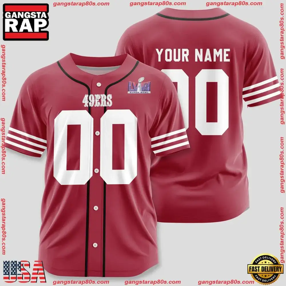 NFL Custom Name Number San Francisco 49ers Design Baseball Jersey Shirt Image