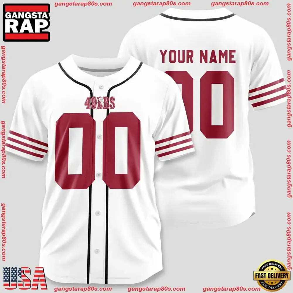 NFL Custom Name Number San Francisco 49ers Design Baseball Jersey Shirt Shirt Image