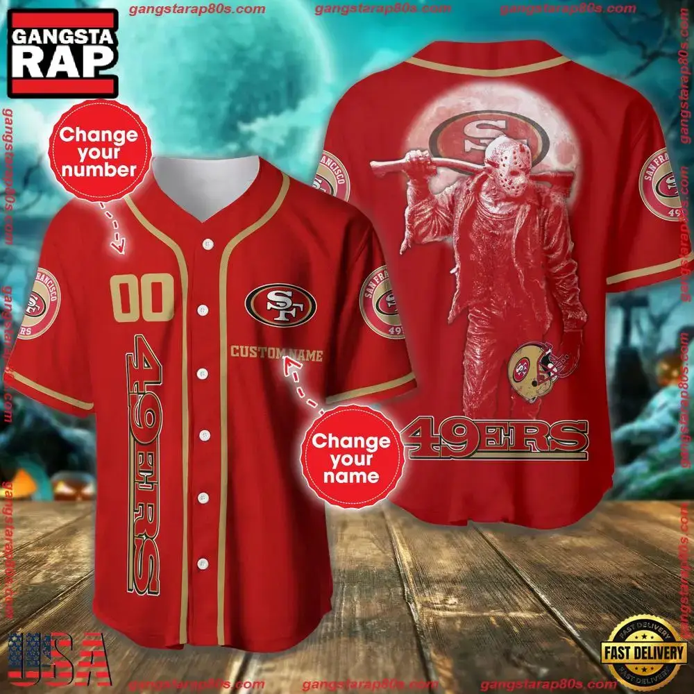 NFL Custom Name Number San Francisco 49ers Horror 3D New Design Baseball Jersey Shirt Image