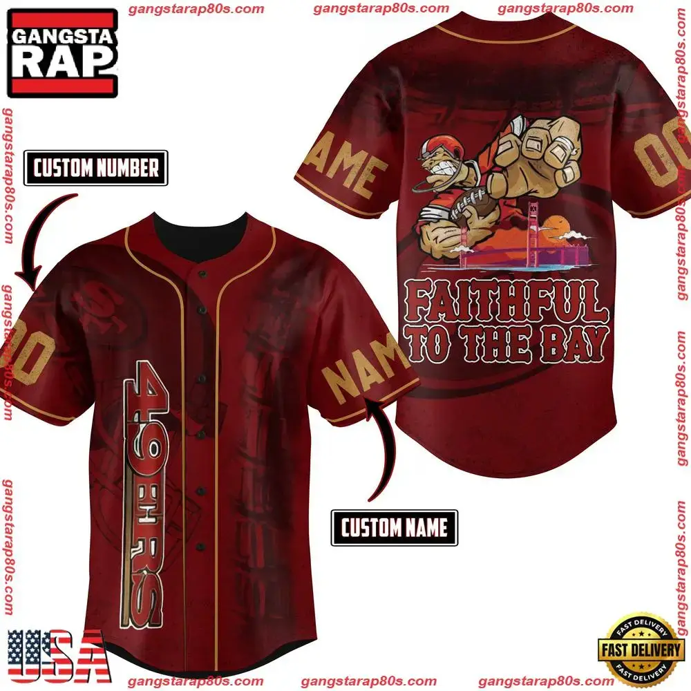 NFL Custom Name Number San Francisco 49ers Mascot Crazy Baseball Jersey Image