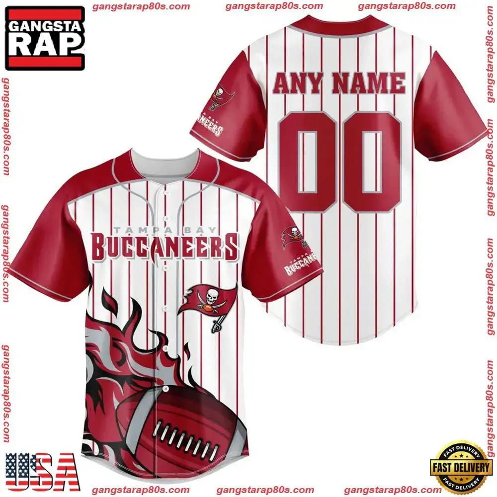 NFL Custom Name Number Tampa Bay Buccaneers Baseball Jersey Shirt Image