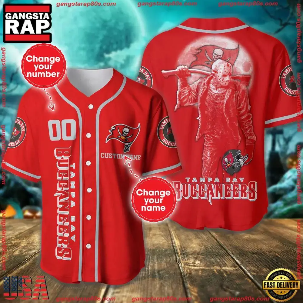 NFL Custom Name Number Tampa Bay Buccaneers Horror 3D New Design Baseball Jersey Shirt Image