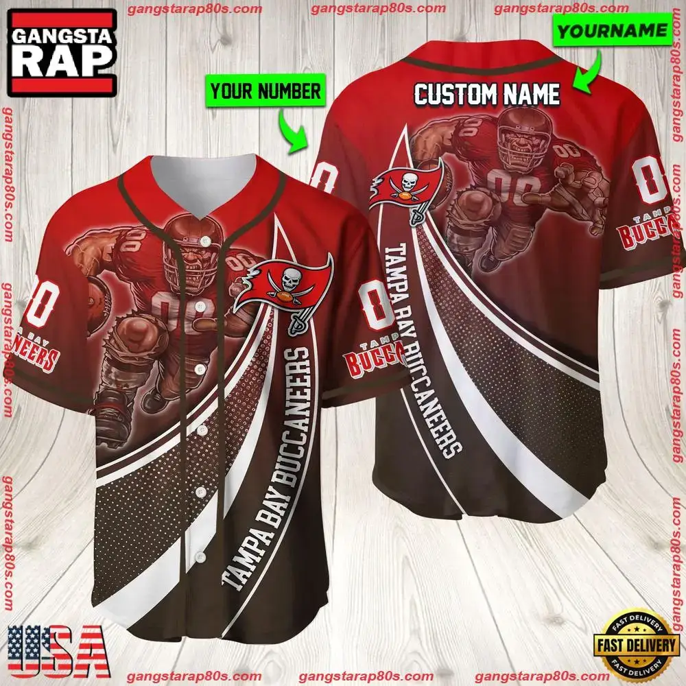 NFL Custom Name Number Tampa Bay Buccaneers Mascot Football New Design Baseball Jersey Shirt Image