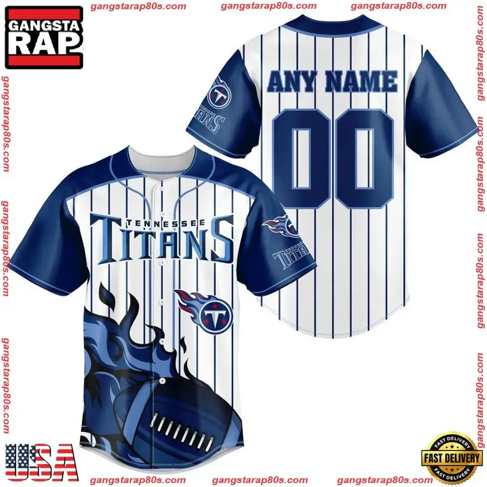 NFL Custom Name Number Tennessee Titans Baseball Jersey Shirt Image