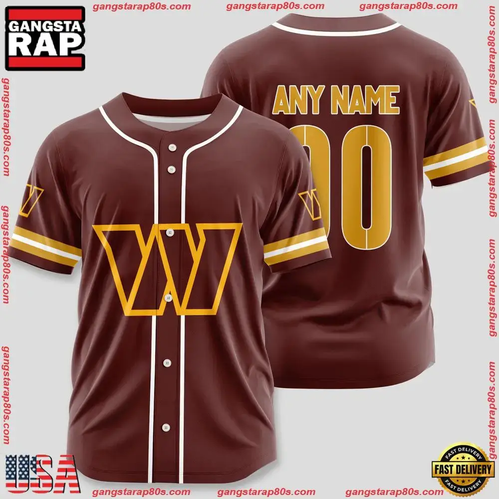 NFL Custom Name Number Washington Commanders Sport Baseball Jersey Shirt Image