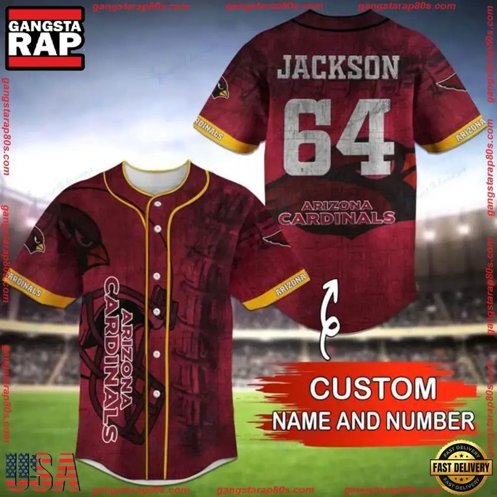 NFL Custom Name NumberArizona Cardinals Baseball Jersey Shirt Image