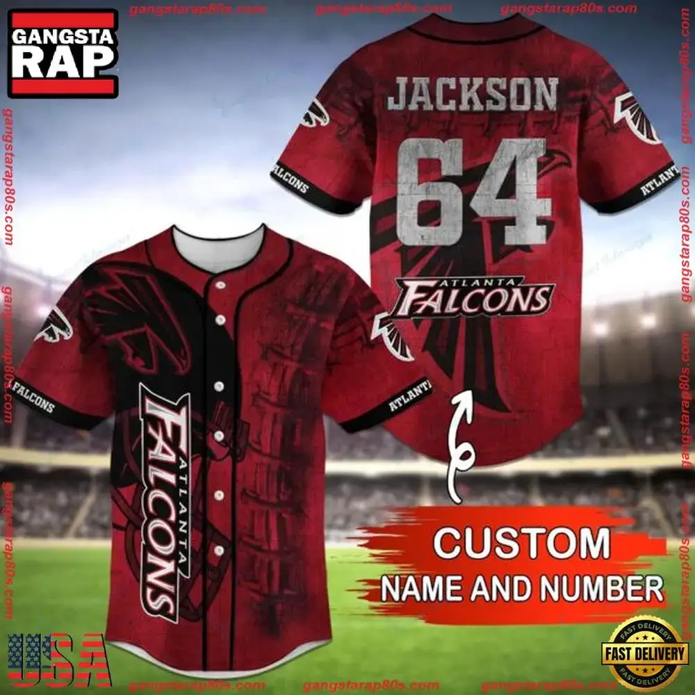 NFL Custom Name NumberAtlanta Falcons Baseball Jersey Shirt Image