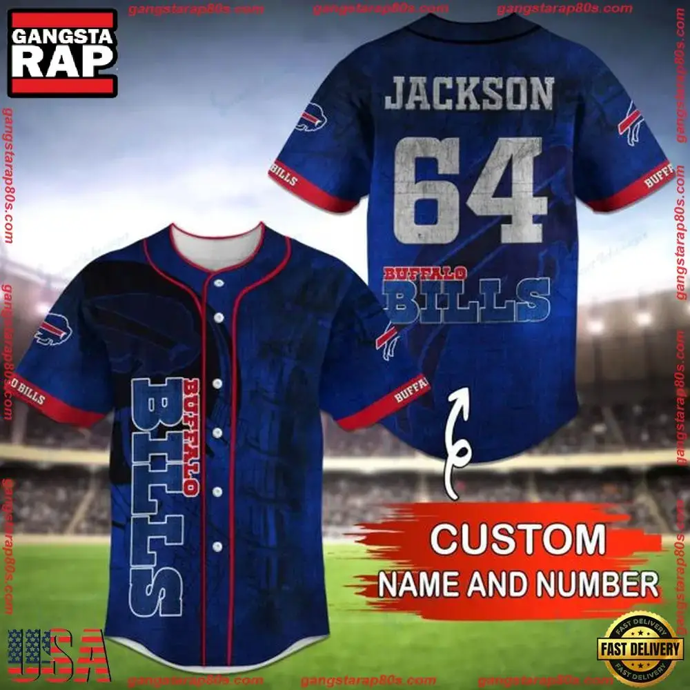 NFL Custom Name NumberBuffalo Bills Baseball Jersey Shirt Image