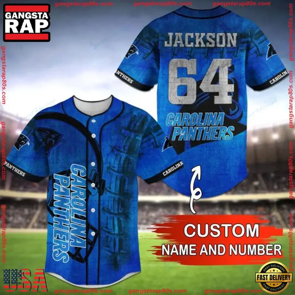 NFL Custom Name NumberCarolina Panthers Baseball Jersey Shirt Image