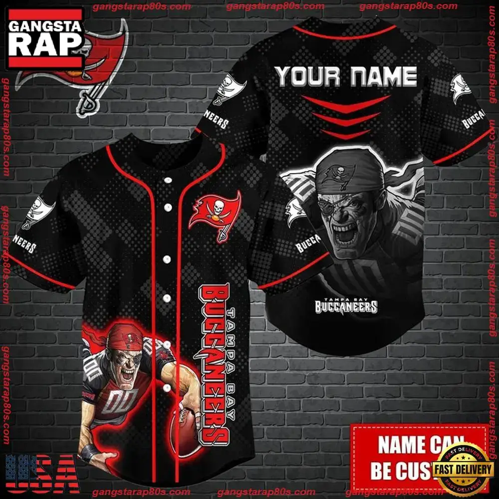 NFL Custom Name Tampa Bay Buccaneers Mascot Baseball Jersey Image