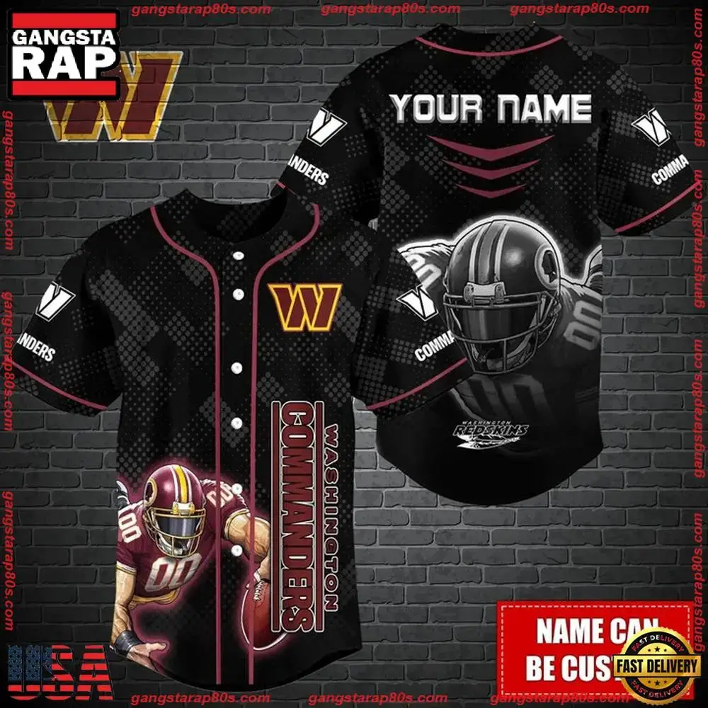 NFL Custom Name Washington Commanders Mascot Baseball Jersey Image