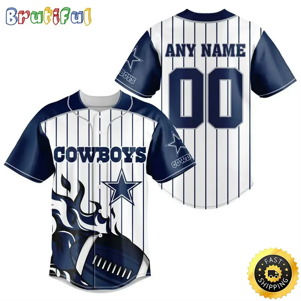 NFL Dallas Cowboys Baseball Jersey 3D Personalized Customization Options Available Image