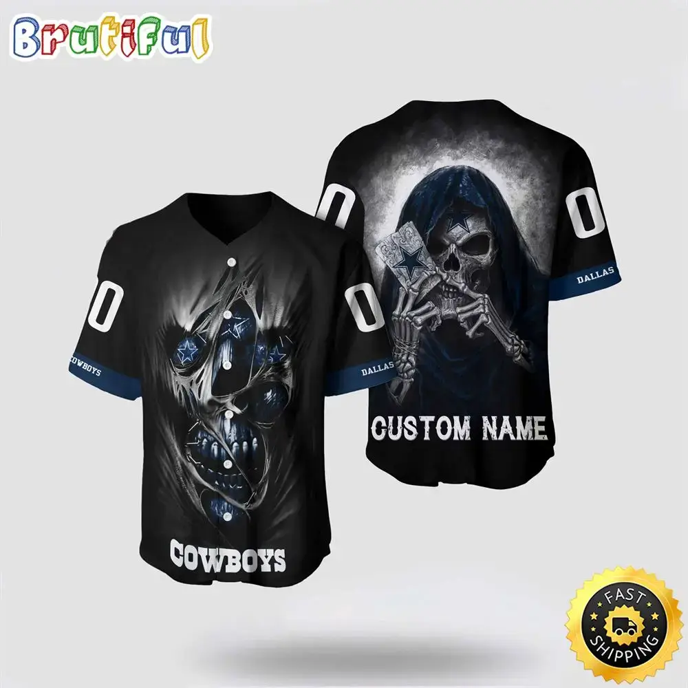 NFL Dallas Cowboys Baseball Jersey 3D Personalized Skull Stay Cozy And Stylish Image
